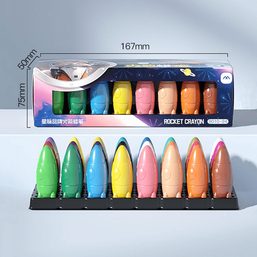Rocket-Shaped Crayon Set – Vibrant Colors for Creative Fun!