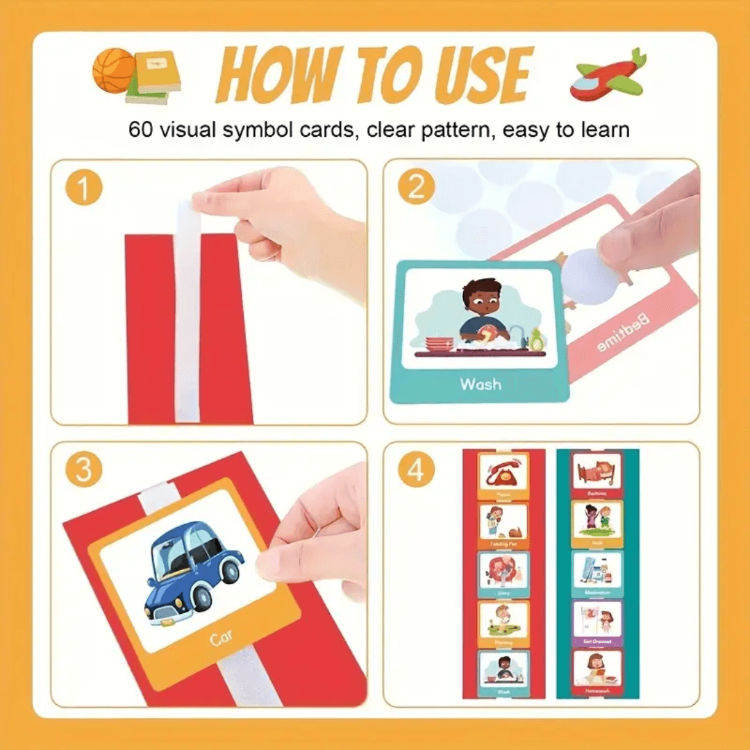 60-Piece Visual Schedule Cards Set | Daily Routine & Activity Chart for Kids