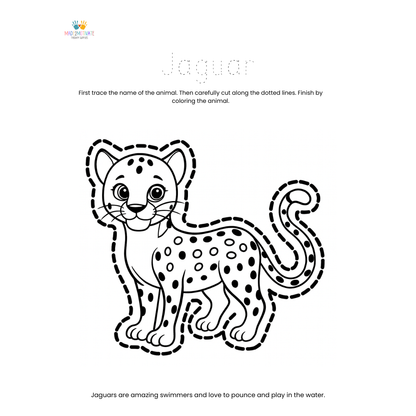 Rainforest Animal Fine Motor Activity Pack Tracing Cutting & Coloring Worksheets