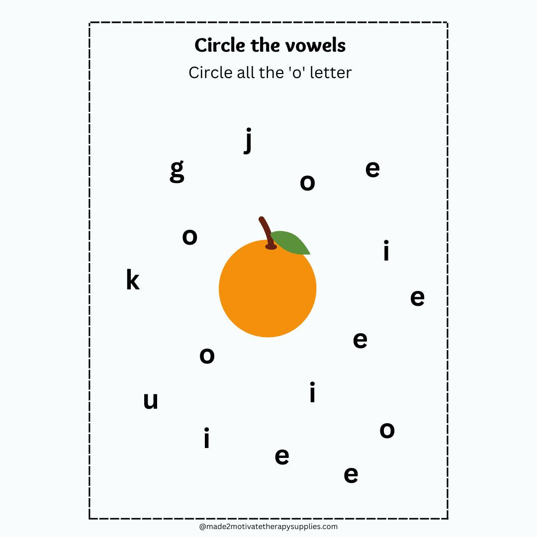 Printable Vowel Recognition Activity Book Circle the Vowels Worksheet Packet (A, E, I, O, U)