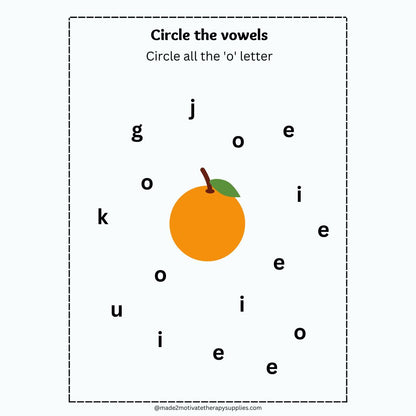 Printable Vowel Recognition Activity Book Circle the Vowels Worksheet Packet (A, E, I, O, U)
