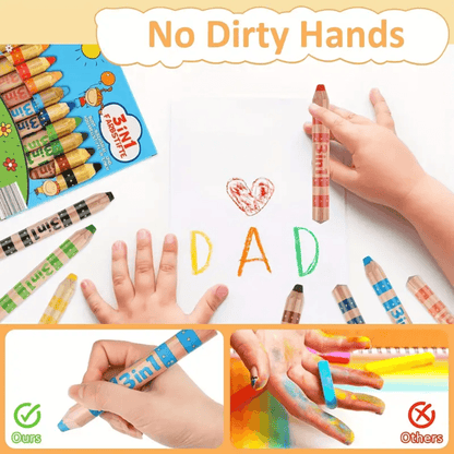 3-in-1 Jumbo Colored Pencils Set for Kids