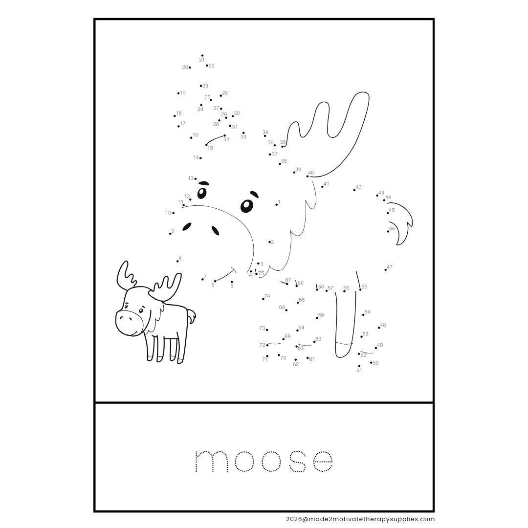 36 Dot-to-Dot Animal Printables with Letter Tracing