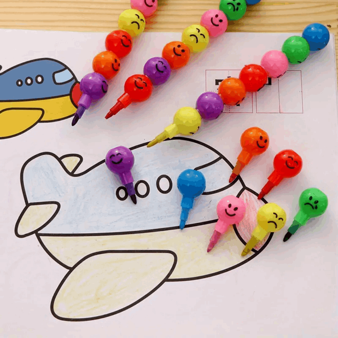 Emoji Expressions Crayons Set of 5 – Fun, Creative Coloring Tools for Kids to Explore Emotions