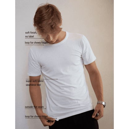 Sensory Friendly Seamless T-Shirt for Teens & Adults – Soft, Tagless Design with Fidget Loop for Comfort & Sensory Relief - Made2Motivate