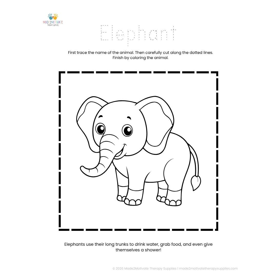 Jungle Animal Tracing & Cutting Pack | Free Pre-K Printable