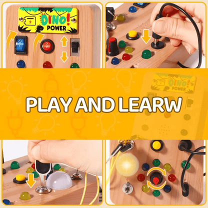 Dino Power Busy Board | Montessori Sensory Activity Board for Toddlers Kids