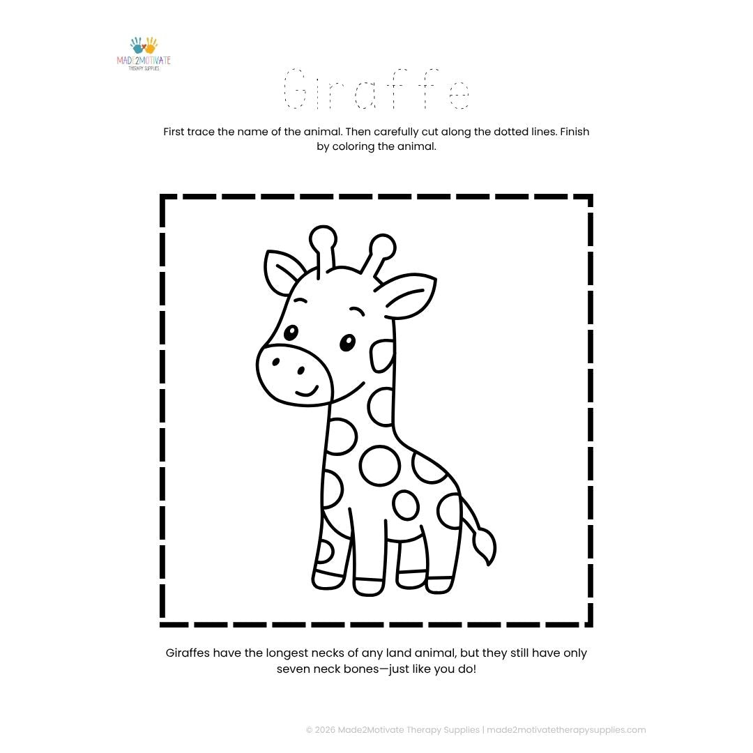 Jungle Animal Tracing & Cutting Pack | Free Pre-K Printable