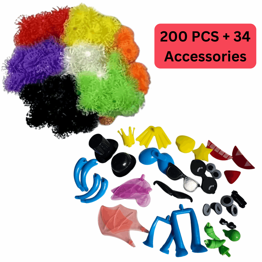 BUILD - Bright Unique Imaginative Little Designs – 200 Pieces + 34 Accessories