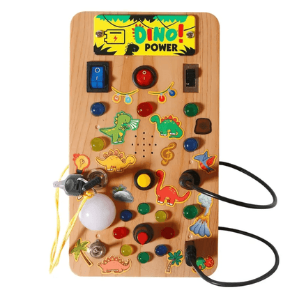 Dino Power Busy Board | Montessori Sensory Activity Board for Toddlers Kids