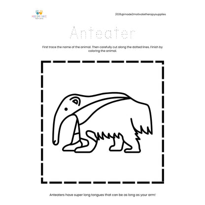 Rainforest Animal Fine Motor Activity Pack Tracing Cutting & Coloring Worksheets Pre-K