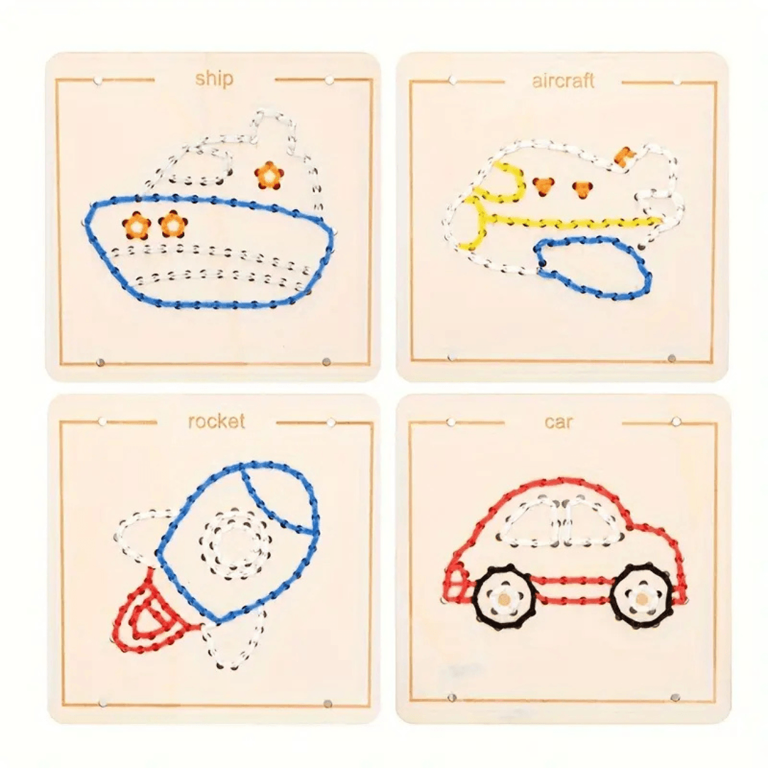 Wood Embroidery Kit - 4pc Set for Creative Stitching & Fine Motor Fun! - Made2Motivate