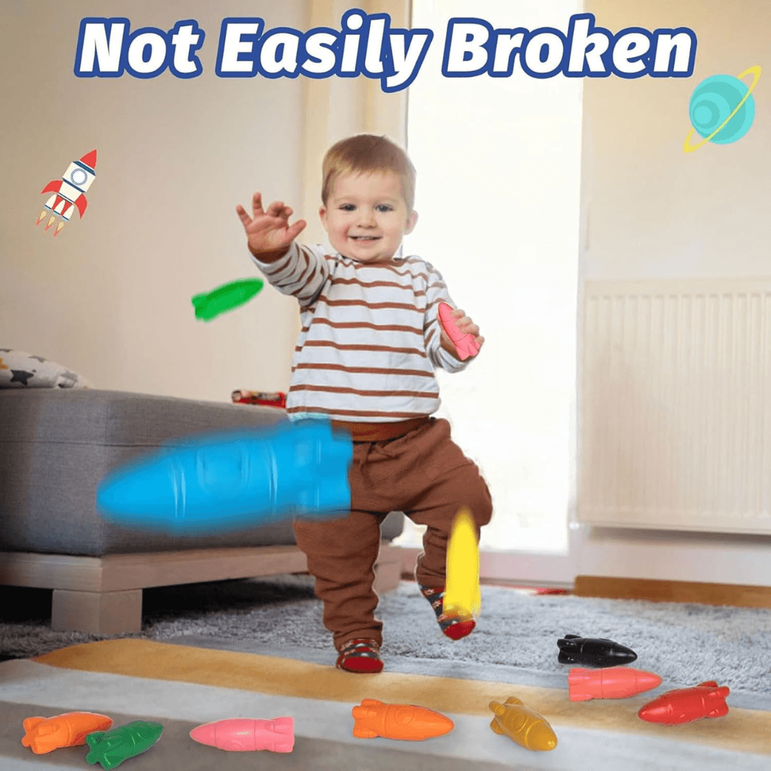 Rocket-Shaped Crayon Set – Vibrant Colors for Creative Fun!