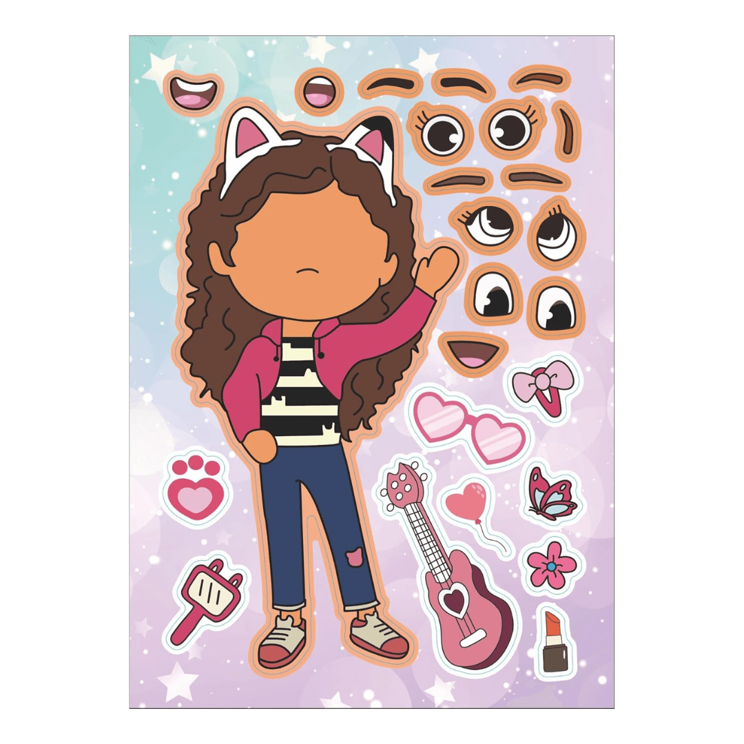 Gabby's Dollhouse Make a Face Puzzle Sticker 6 sheets