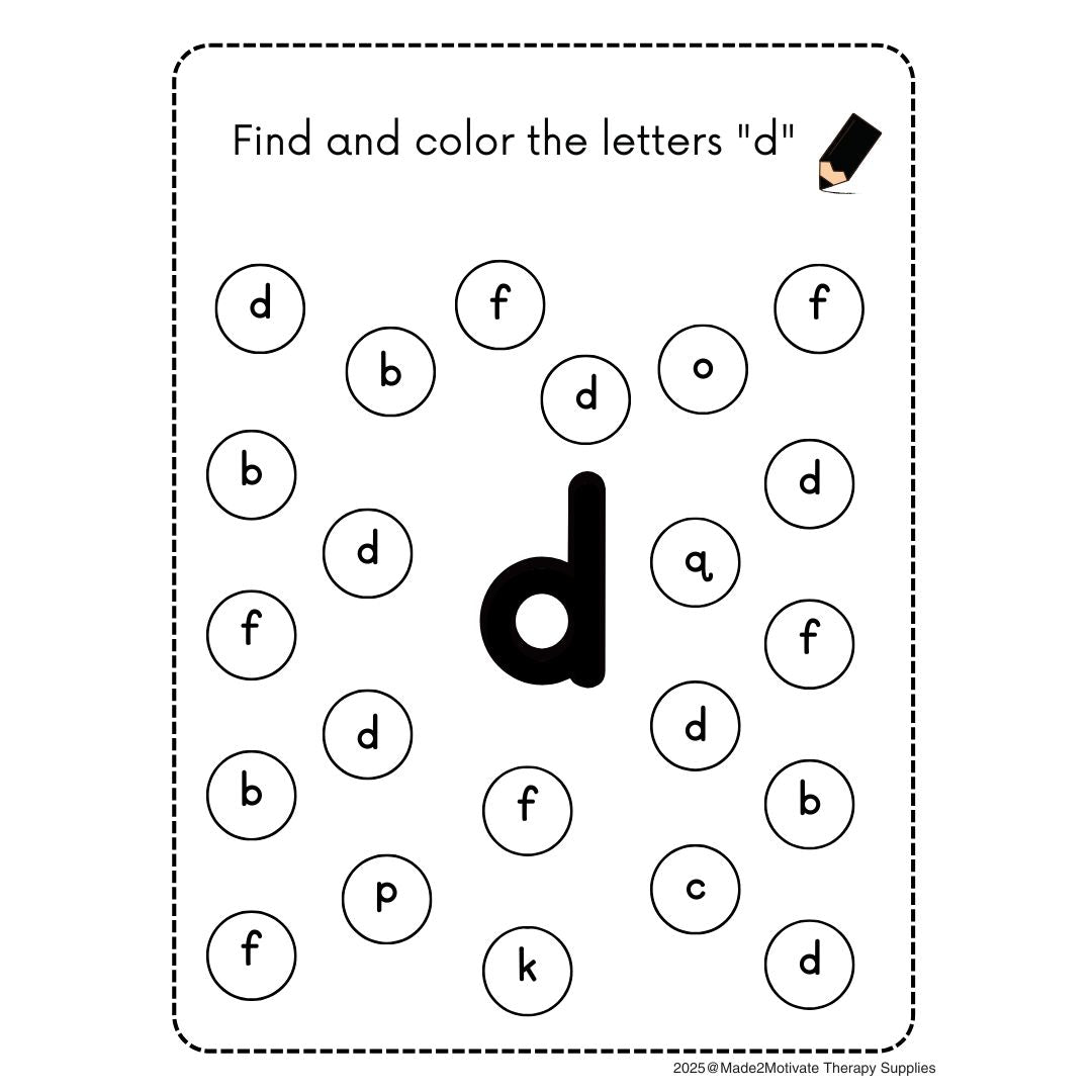 Alphabet Letter Find & Color Activity Workbook (A-Z Printable PDF)