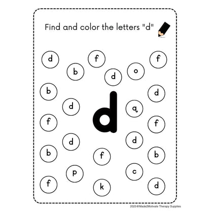Alphabet Letter Find & Color Activity Workbook (A-Z Printable PDF)
