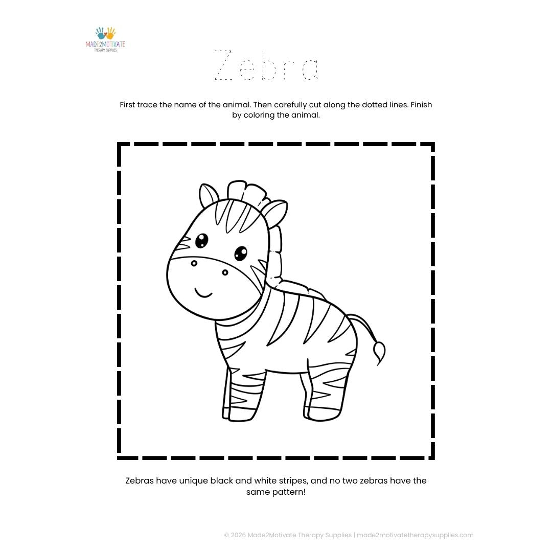 Jungle Animal Tracing & Cutting Pack | Free Pre-K Printable