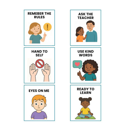 Behavior Support Cards for Kids | Visual Reminder Cards