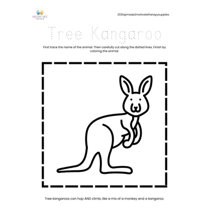 Rainforest Animal Fine Motor Activity Pack Tracing Cutting & Coloring Worksheets Pre-K