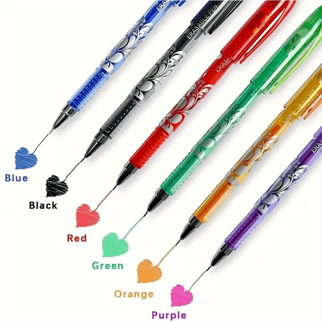 Vibrant Erasable Gel Pen Set - 6 Colors + 30 Refills for Fun & Mess-Free Writing! - Made2Motivate