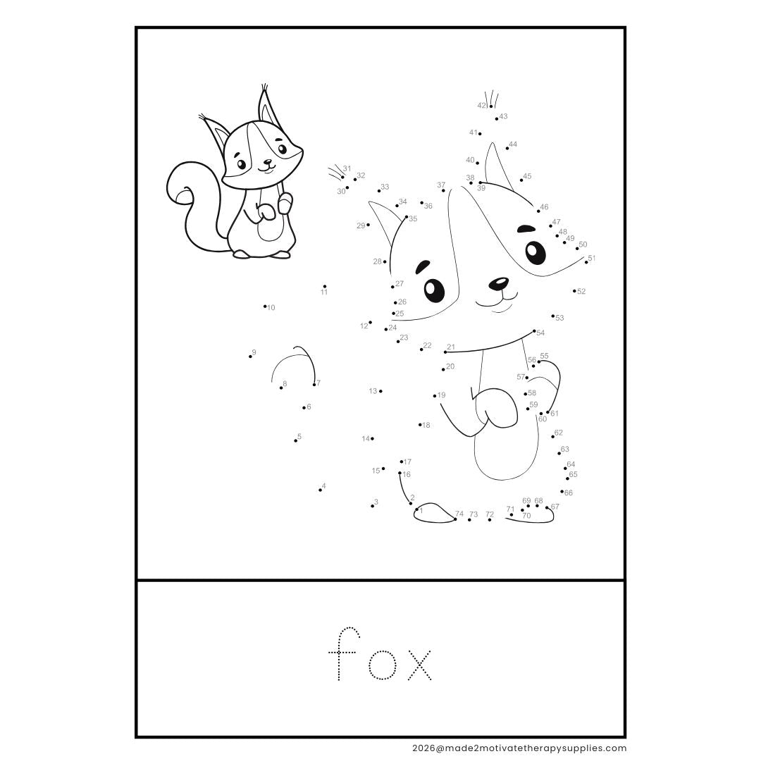 36 Dot-to-Dot Animal Printables with Letter Tracing