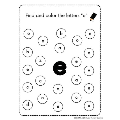 Alphabet Letter Find & Color Activity Workbook (A-Z Printable PDF)