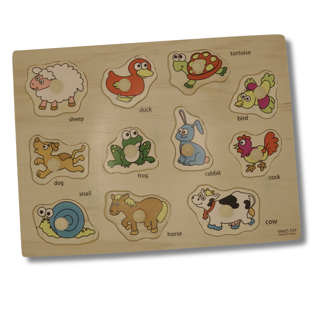 Educational Wooden Puzzle Set for Toddlers & Preschoolers – Alphabet, Shapes, Animals & Vehicles