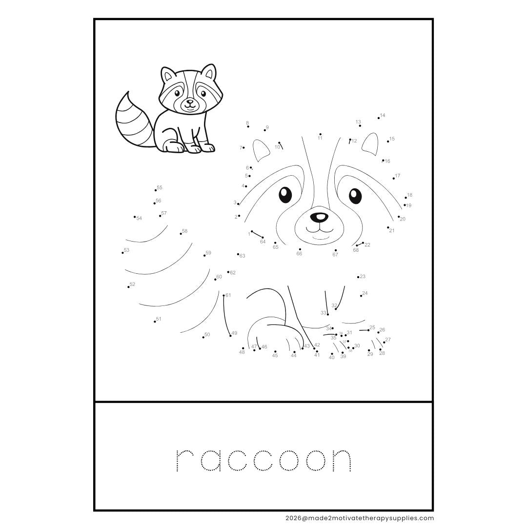 36 Dot-to-Dot Animal Printables with Letter Tracing