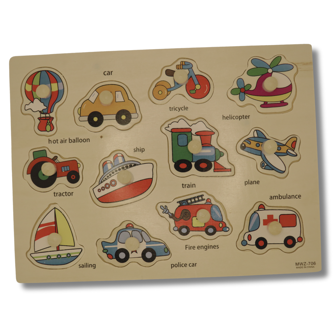 Educational Wooden Puzzle Set for Toddlers & Preschoolers – Alphabet, Shapes, Animals & Vehicles