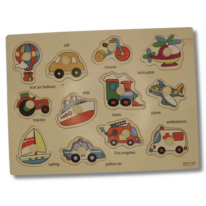 Educational Wooden Puzzle Set for Toddlers & Preschoolers – Alphabet, Shapes, Animals & Vehicles