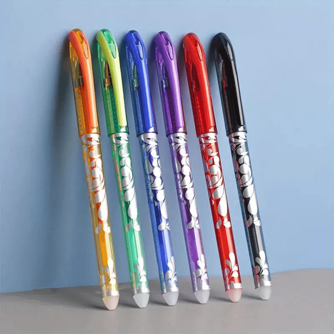 Vibrant Erasable Gel Pen Set - 6 Colors + 30 Refills for Fun & Mess-Free Writing! - Made2Motivate