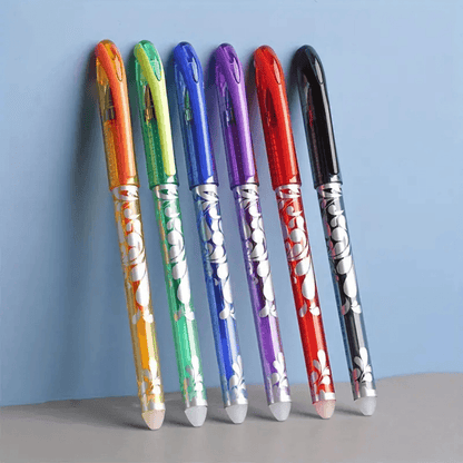 Vibrant Erasable Gel Pen Set - 6 Colors + 30 Refills for Fun & Mess-Free Writing! - Made2Motivate