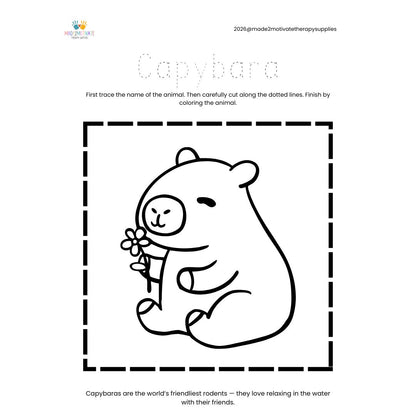 Rainforest Animal Fine Motor Activity Pack Tracing Cutting & Coloring Worksheets Pre-K
