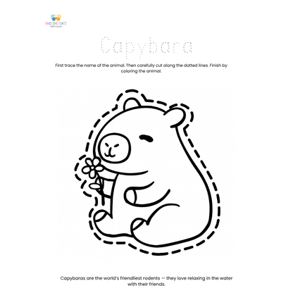 Rainforest Animal Fine Motor Activity Pack Tracing Cutting & Coloring Worksheets
