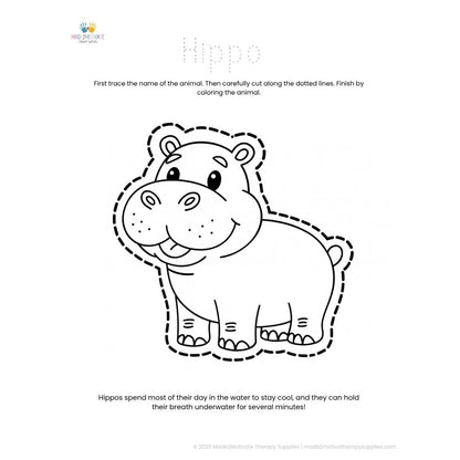 Jungle Animal Tracing, Cutting & Coloring Pack: Curved Line Skill Builder