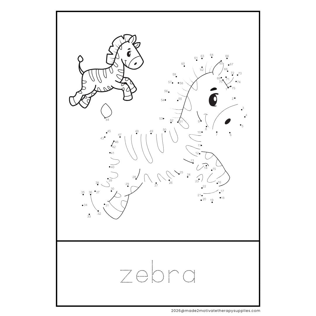 36 Dot-to-Dot Animal Printables with Letter Tracing