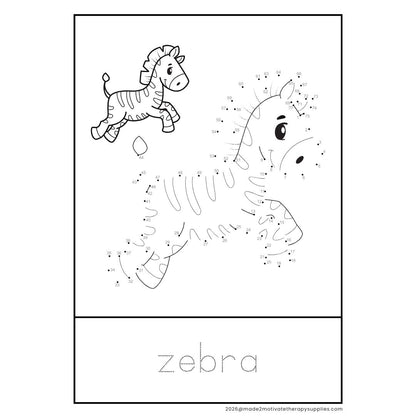 36 Dot-to-Dot Animal Printables with Letter Tracing