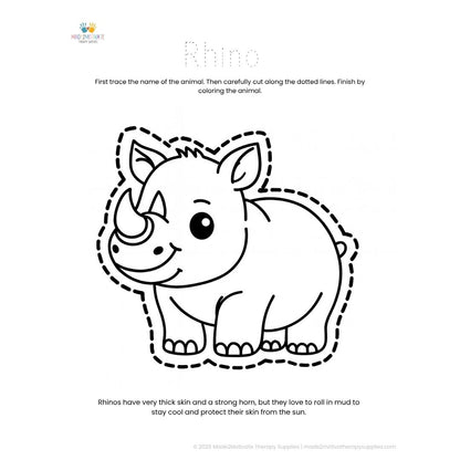 Jungle Animal Tracing, Cutting & Coloring Pack: Curved Line Skill Builder