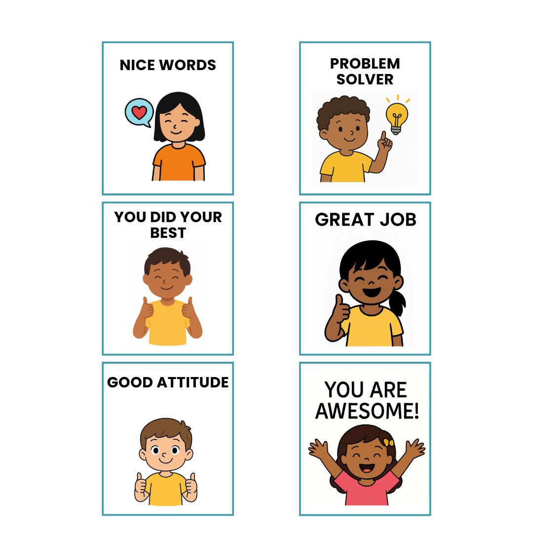 Behavior Support Cards for Kids | Visual Reminder Cards