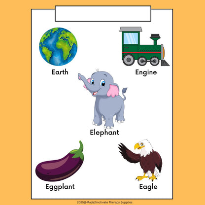 Alphabet Cut & Paste Vocabulary Pack (A-E) - Phonics & Fine Motor Skills