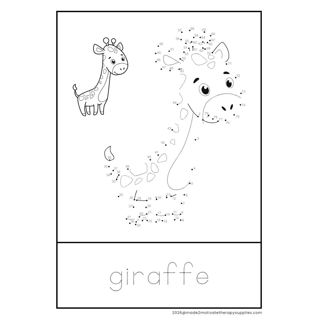 36 Dot-to-Dot Animal Printables with Letter Tracing