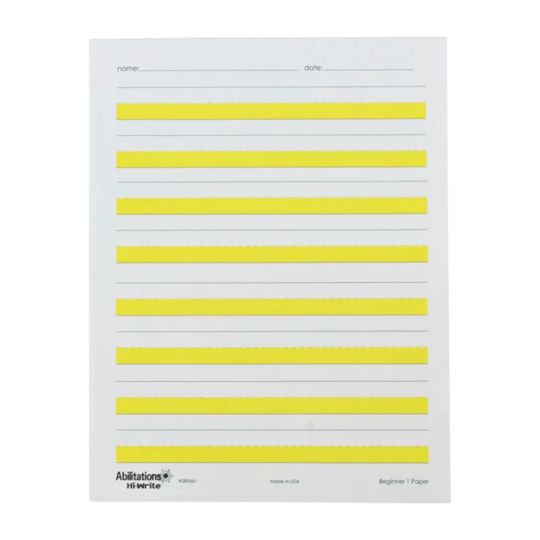 Abilitations Hi-Write Beginner Paper – Level 1 | 100 Sheets for Writing Improvement; Letter Placement