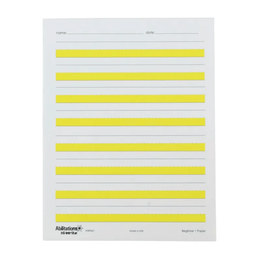 Abilitations Hi-Write Beginner Paper – Level 1 | 100 Sheets for Writing Improvement; Letter Placement