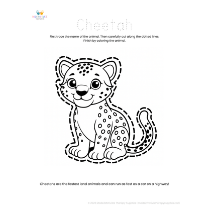 Jungle Animal Tracing, Cutting & Coloring Pack: Curved Line Skill Builder