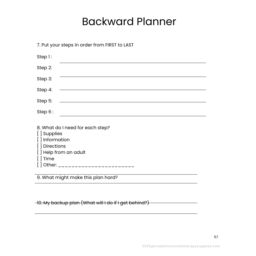 Planning & Organization Activity Packet for Kids (Ages 7-15)