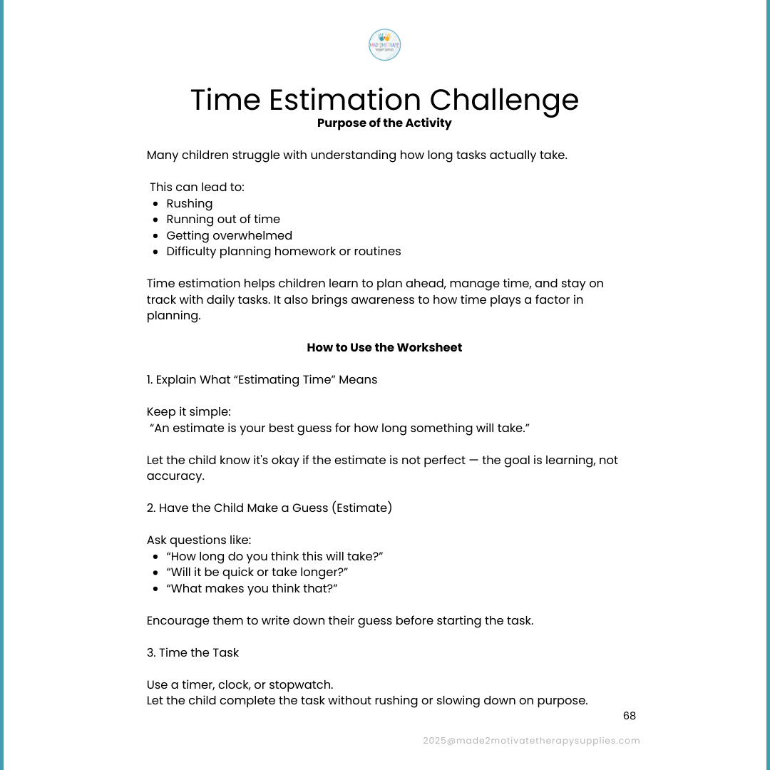 Planning & Organization Activity Packet for Kids (Ages 7-15)