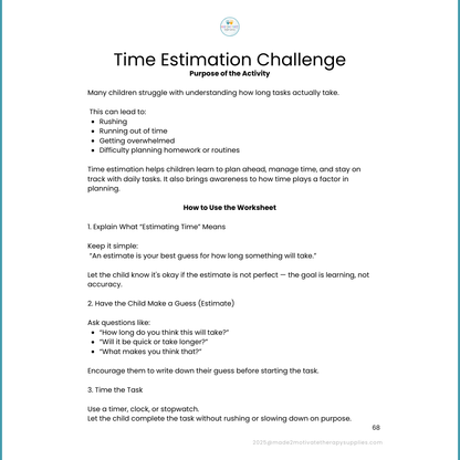 Planning & Organization Activity Packet for Kids (Ages 7-15)