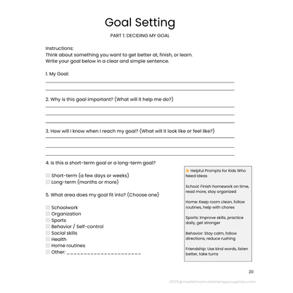 Planning & Organization Activity Packet for Kids (Ages 7-15)
