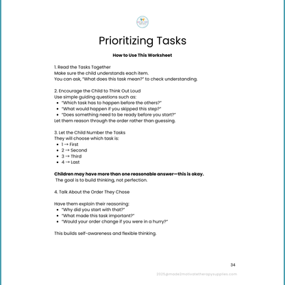 Planning & Organization Activity Packet for Kids (Ages 7-15)