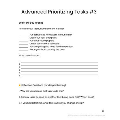 Planning & Organization Activity Packet for Kids (Ages 7-15)